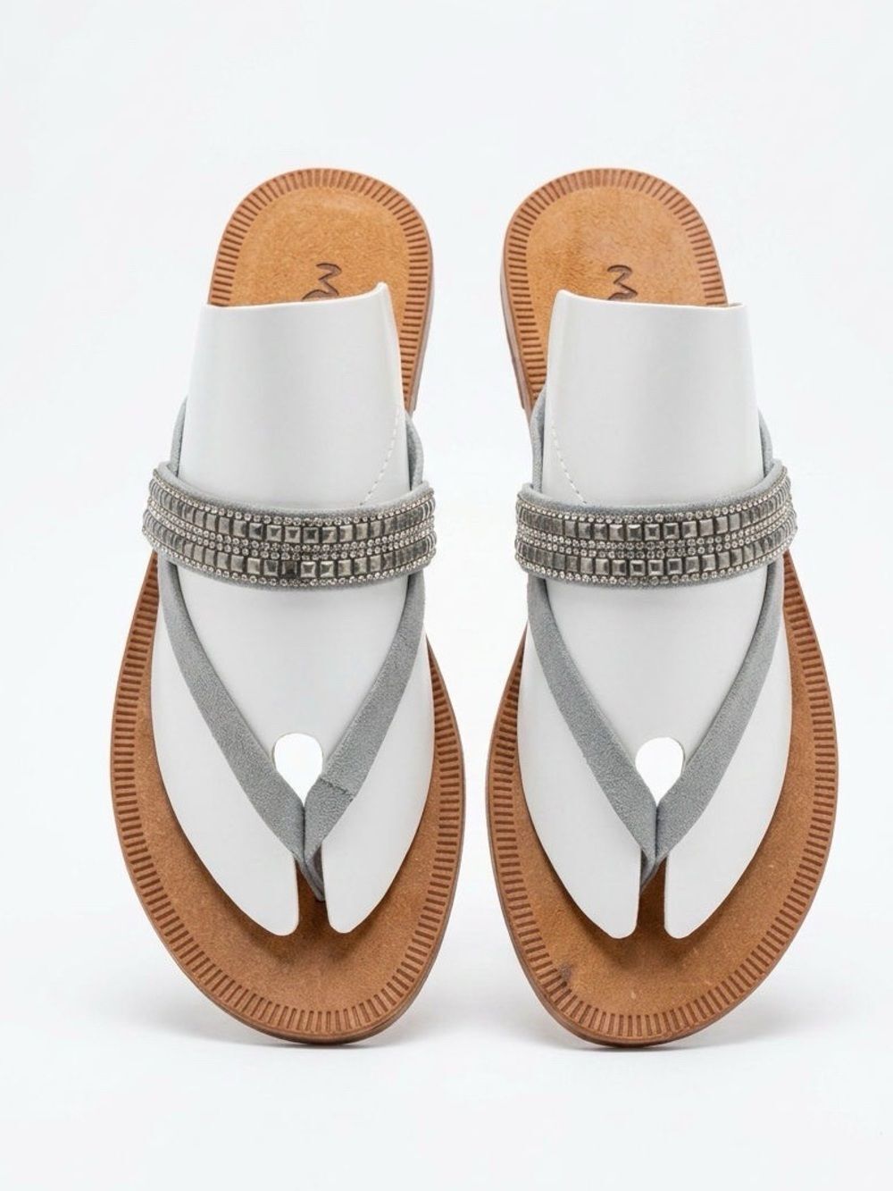 MARELLA Blue and Silver Jeweled Thong Sandals